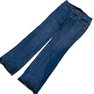Seven Denim Jeans Wide Leg Flare Dark Rinse 8” Rise Stretch Size 8